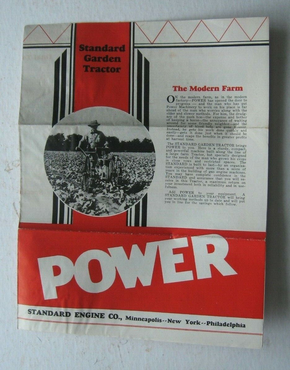 Three 1930&rsquo;s Standard Engine Company, Standard Garden Tractor Farming Brochures