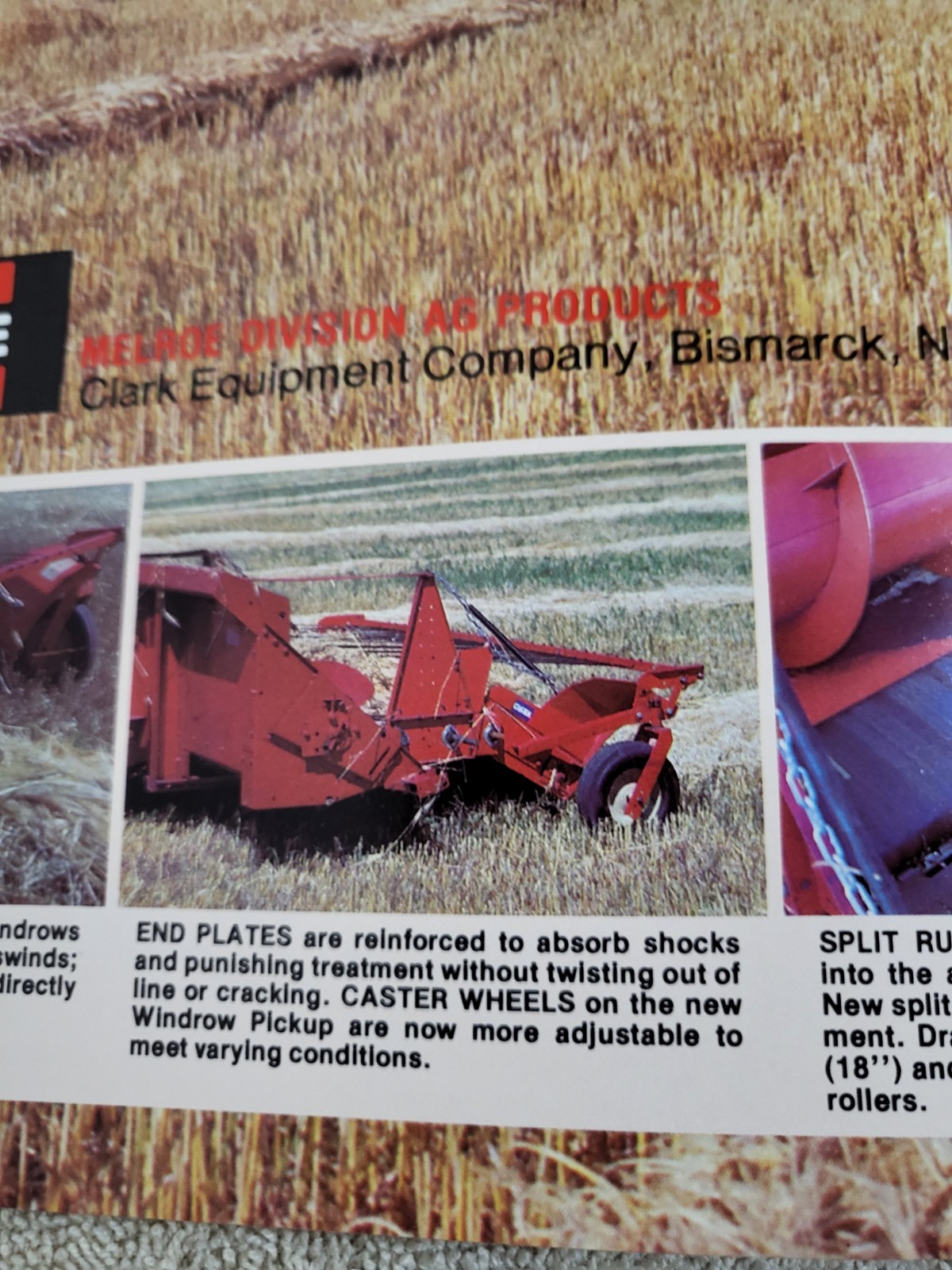 Vintage 1978 Melroe Rubber Apron Windrow Pickup MF Combine Brochure Clark Ag