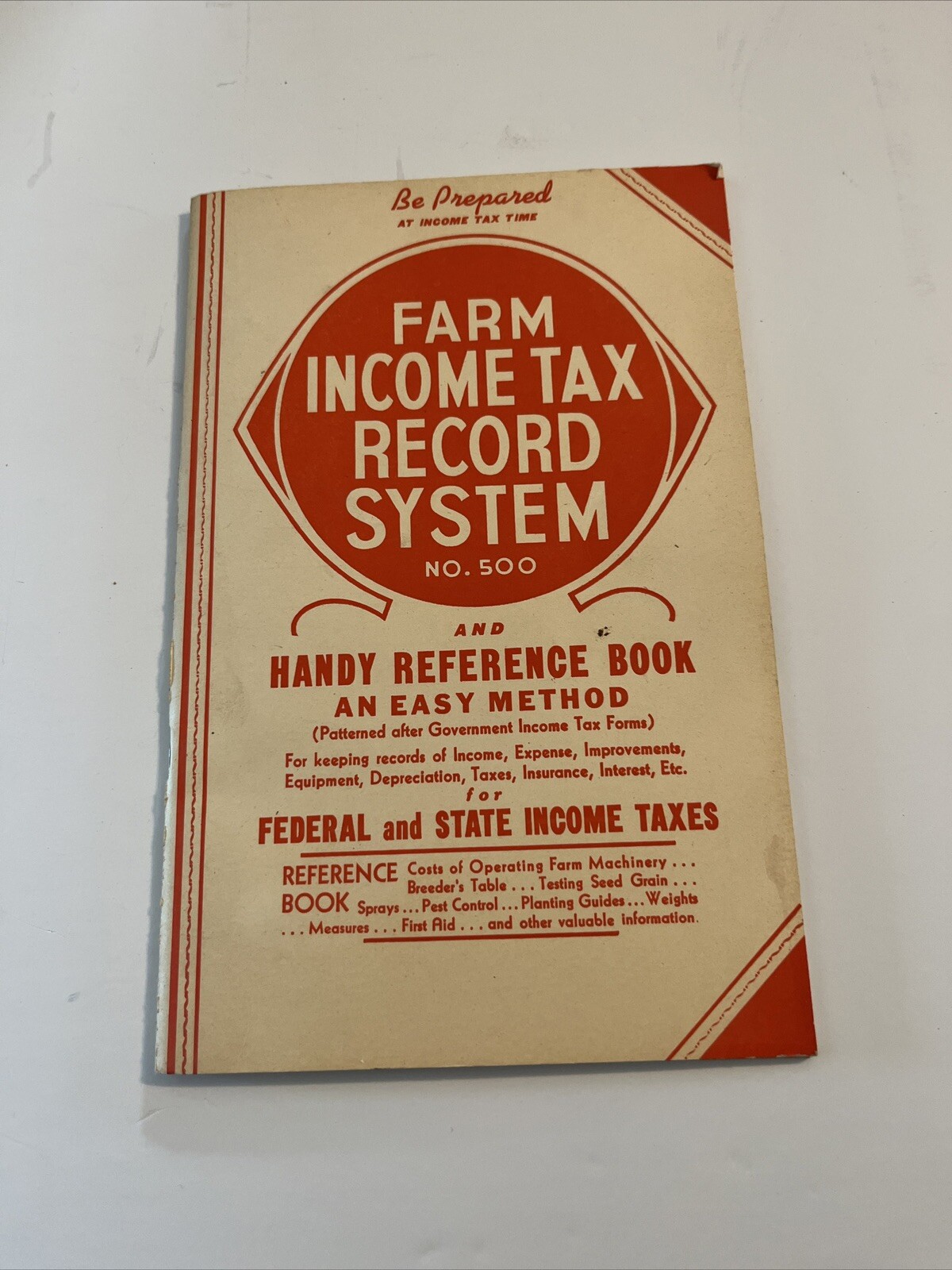 Farm Income Tax Record System No 500 Handy Reference Book Copyright 1943