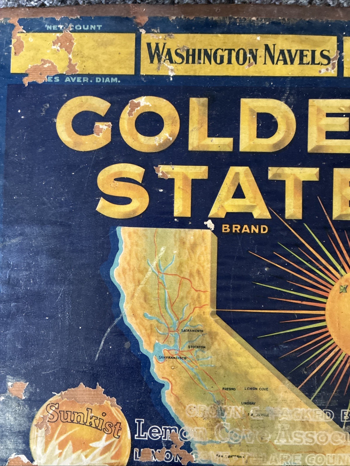 Vintage Wooden Box Ends With Sunkist Advertisement Repurposed For Displays
