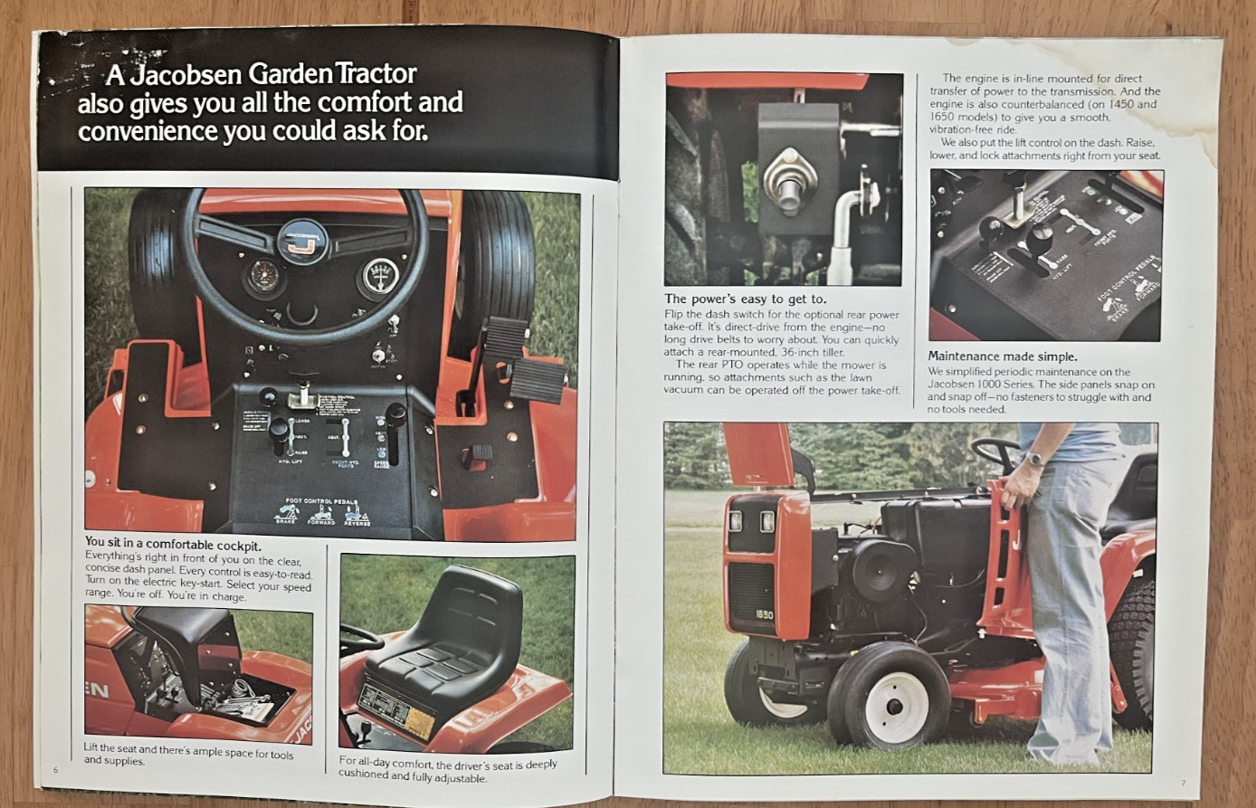 Jacobsen Manf Co 1000 1200 1250 1450 1650 tractor 1978 brochure Racine Wisc