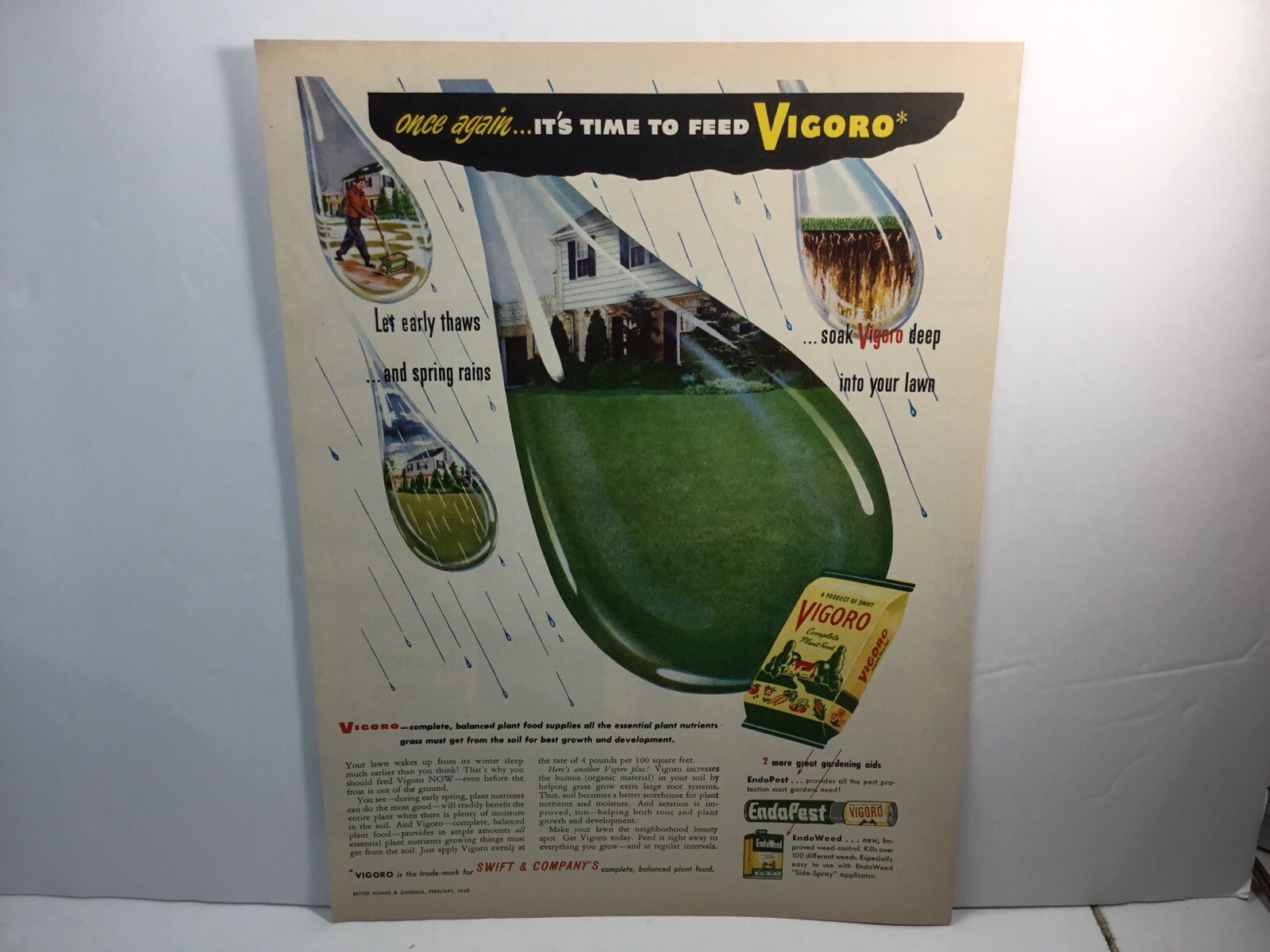 1949 Vigoro Plant Food, Essential Plant Nutriends. Original Print Ad.