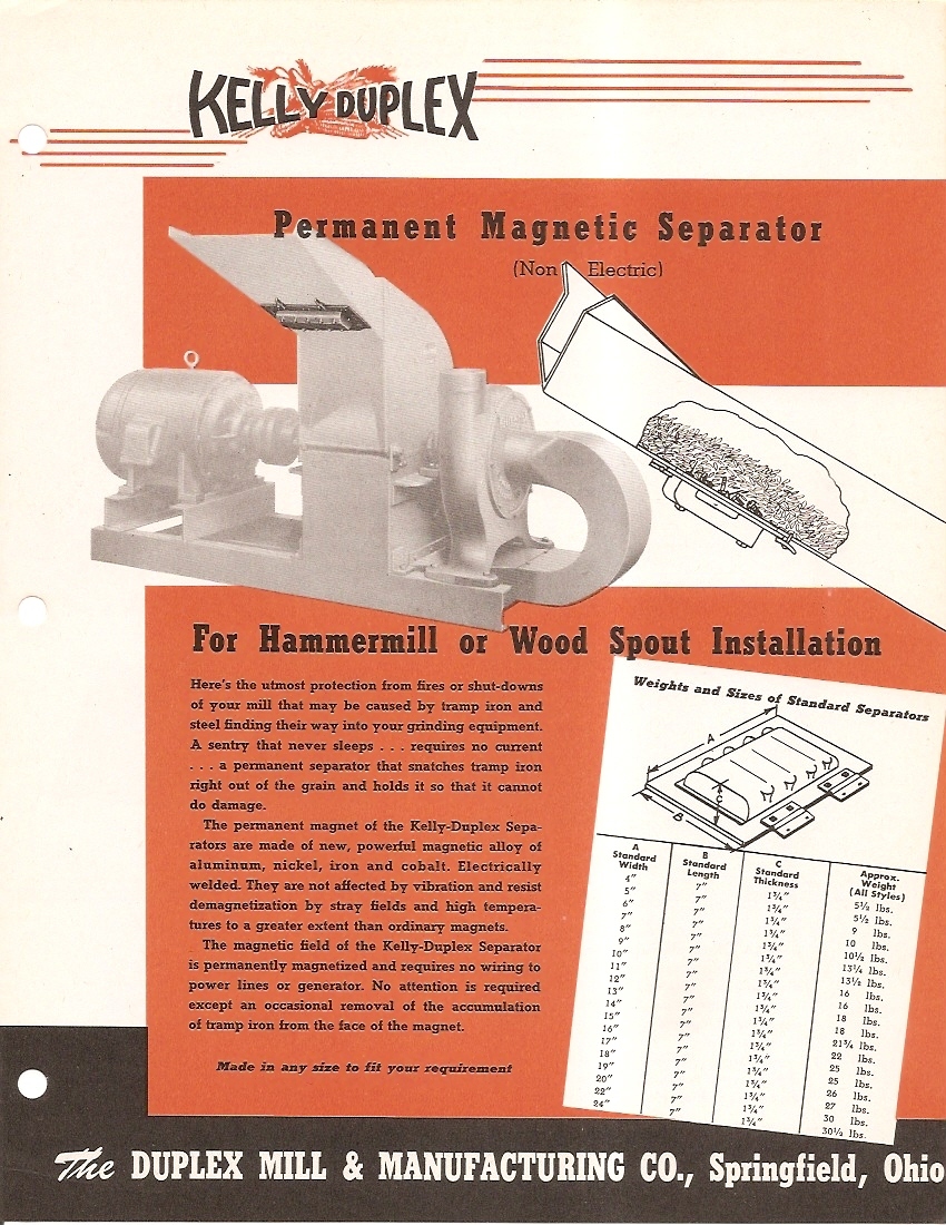 Farm Equipment Brochure – Kelly Duplex – Hammermill Magnetic Separator (F3388)