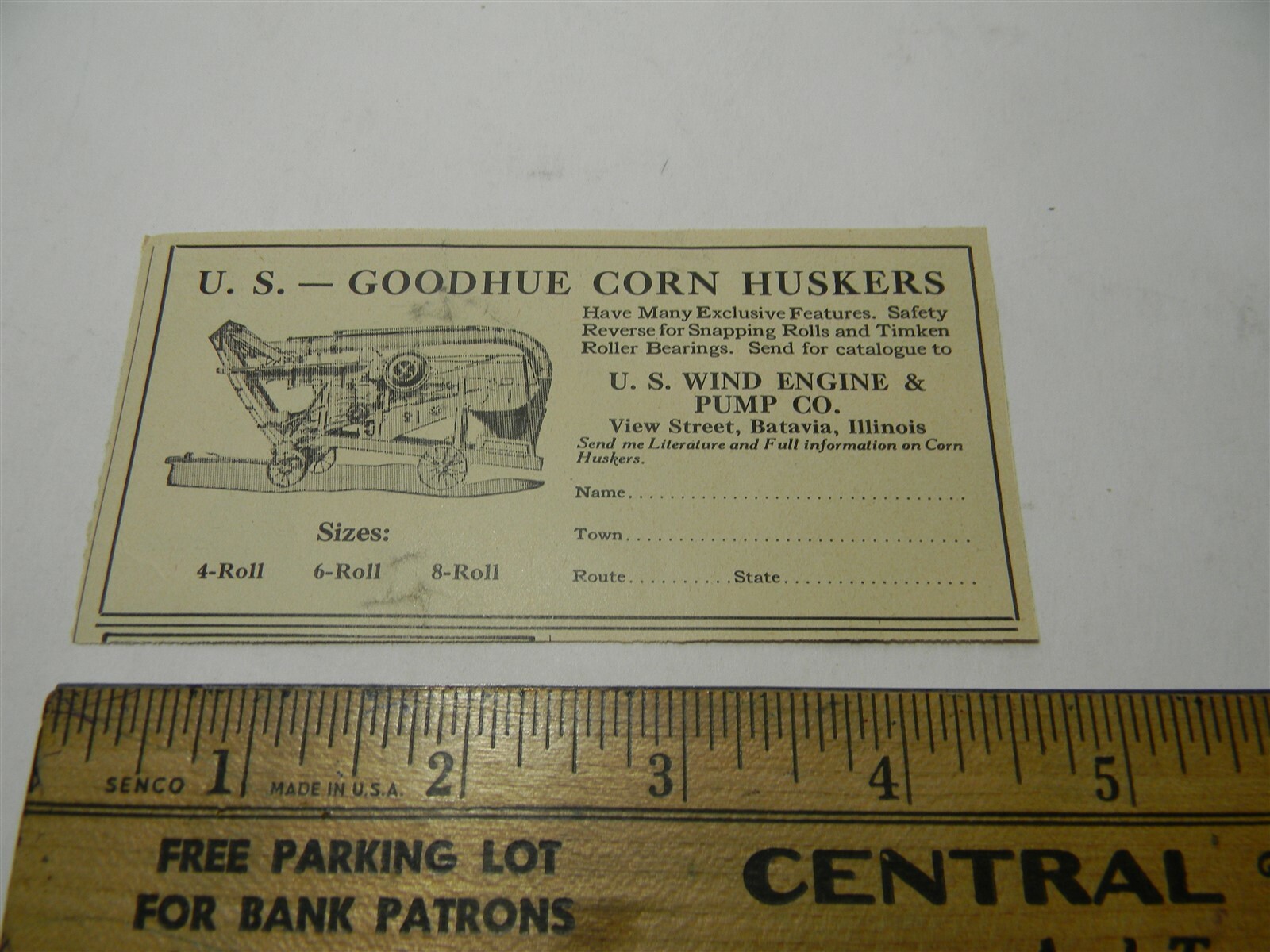 Vintage 1920s Goodhue Corn Huskers Batavia Illinois Man Cave Farming Ad – 1C5