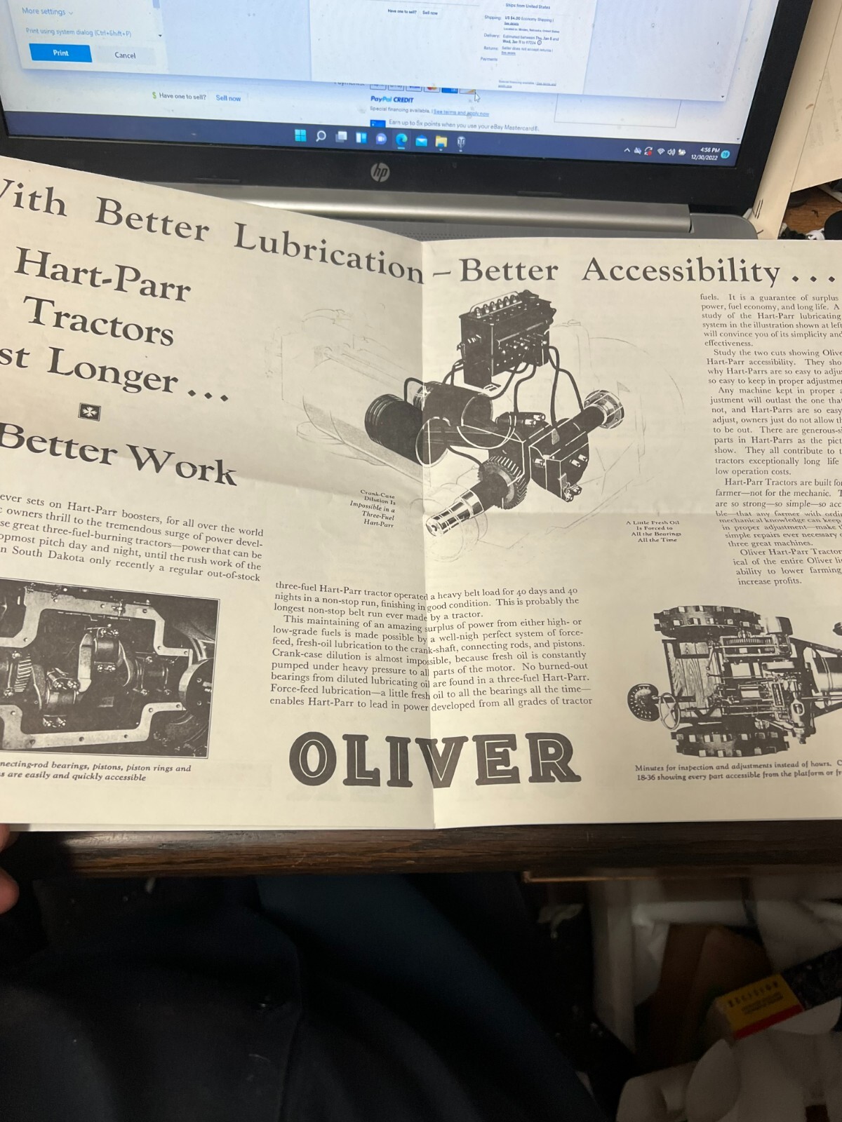 HART-PARR OLIVER Gas tractor sales brochure REPRINT