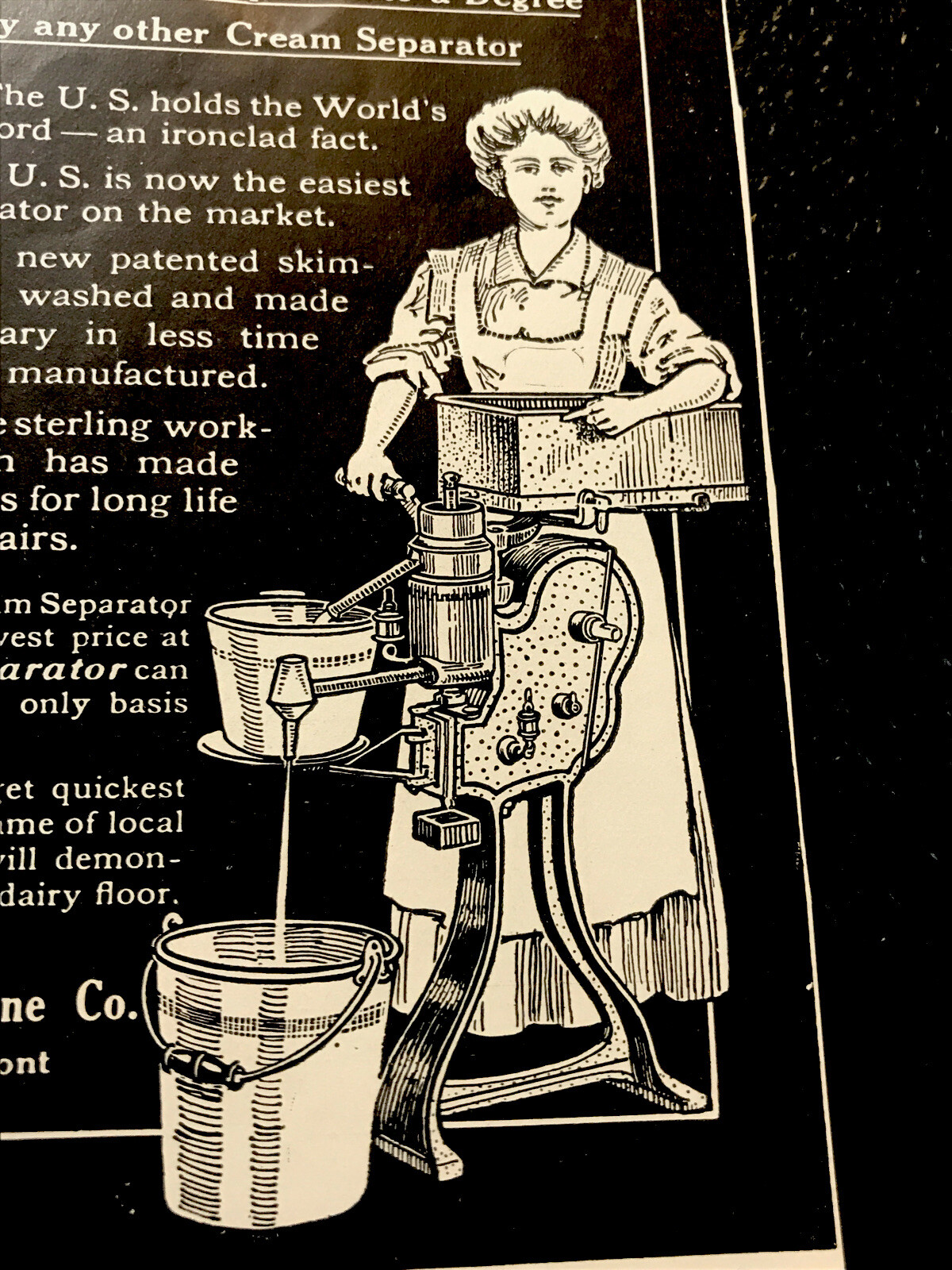 1911 Cream Separator Vermont Farm Machine Advertising – Bellows Falls – Vermont