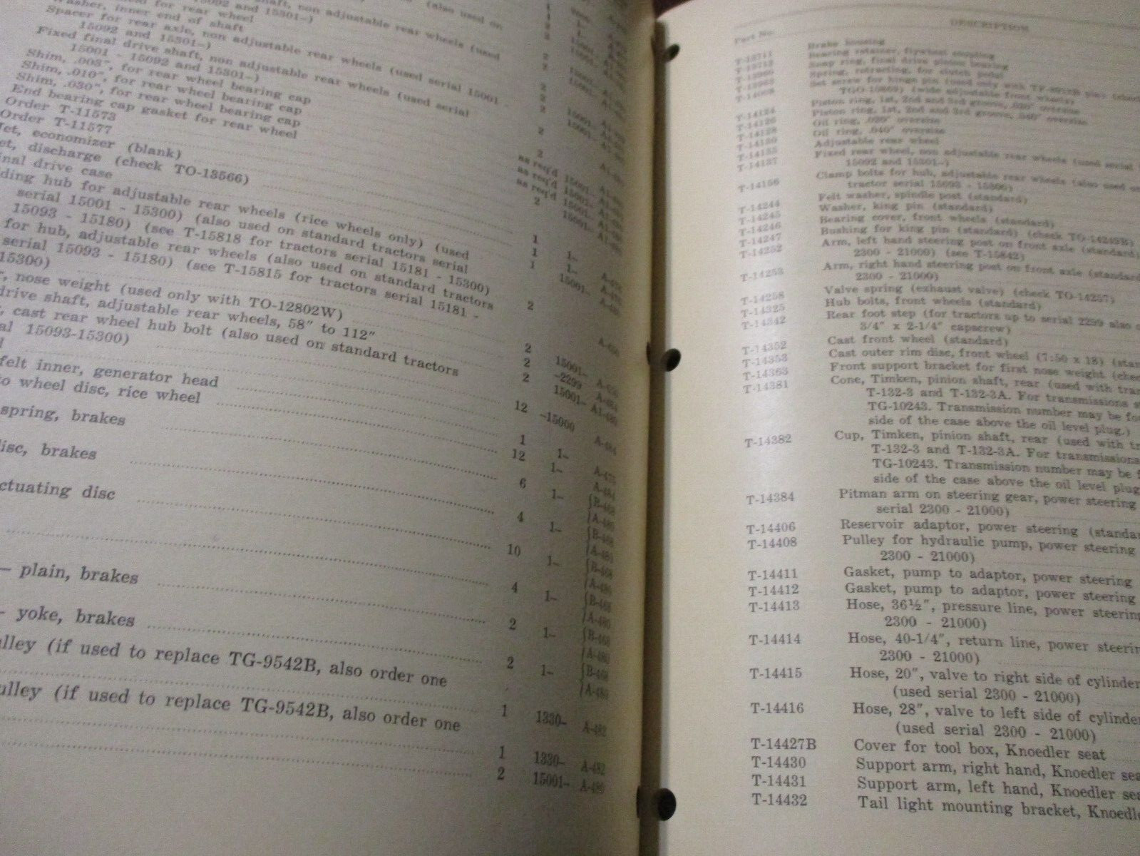 Cockshutt Black Hawk « 50 » Gas Tractor Parts List 1955