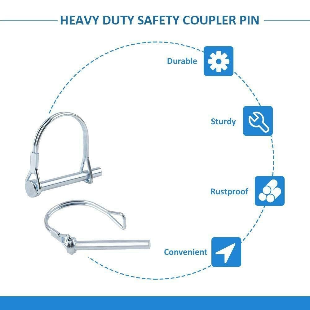 4 Pack Wire Lock Pin 1/4 inch Heavy Duty Safety Coupler Shaft Locking Pins Hi…