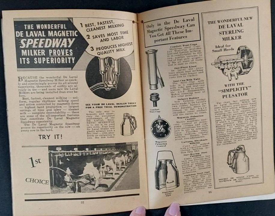1941 De Laval Handy Reference Yearbook Farm Dairy Cream Separator Schlosser Indy