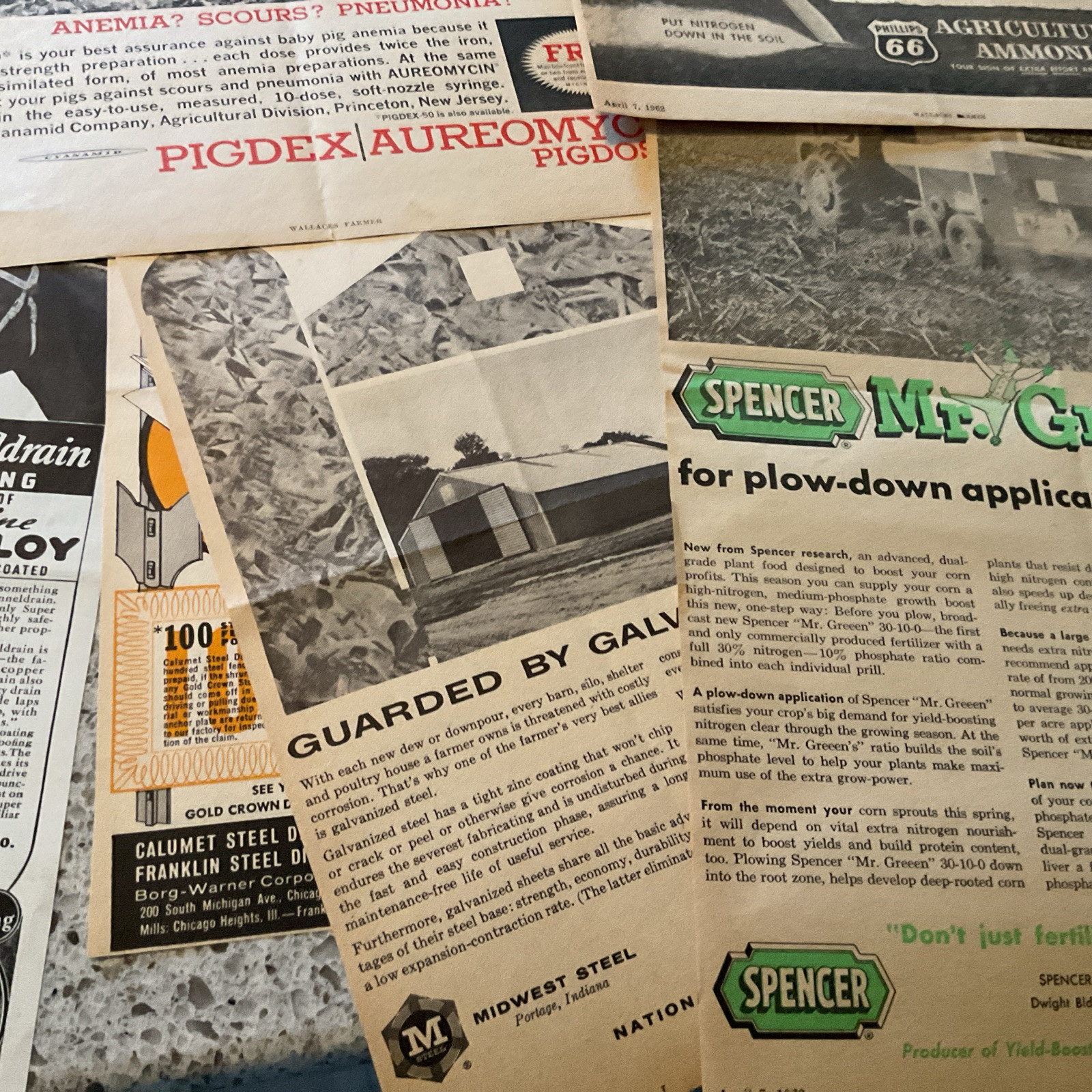 ~50 Farm Related Print Ads 1940-1960 Sprayers Buildings Equipment Fence More
