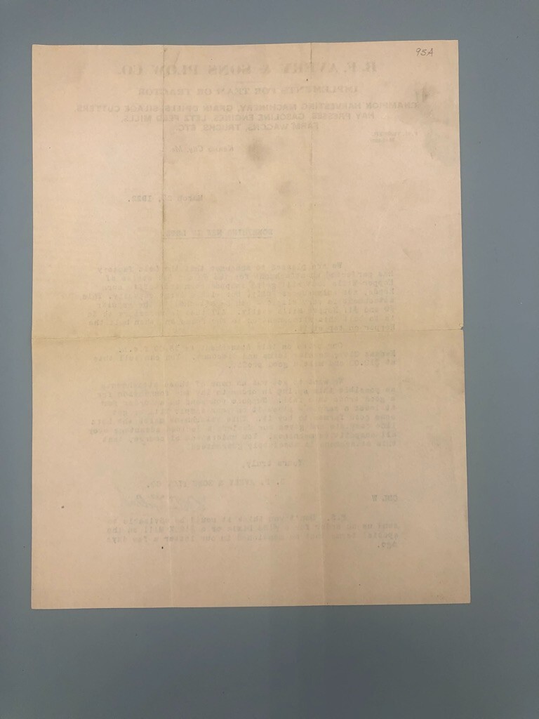 1922-1935 B F AVERY PLOWS Letter POSTCARD Receipt FARM Advertising Vintage