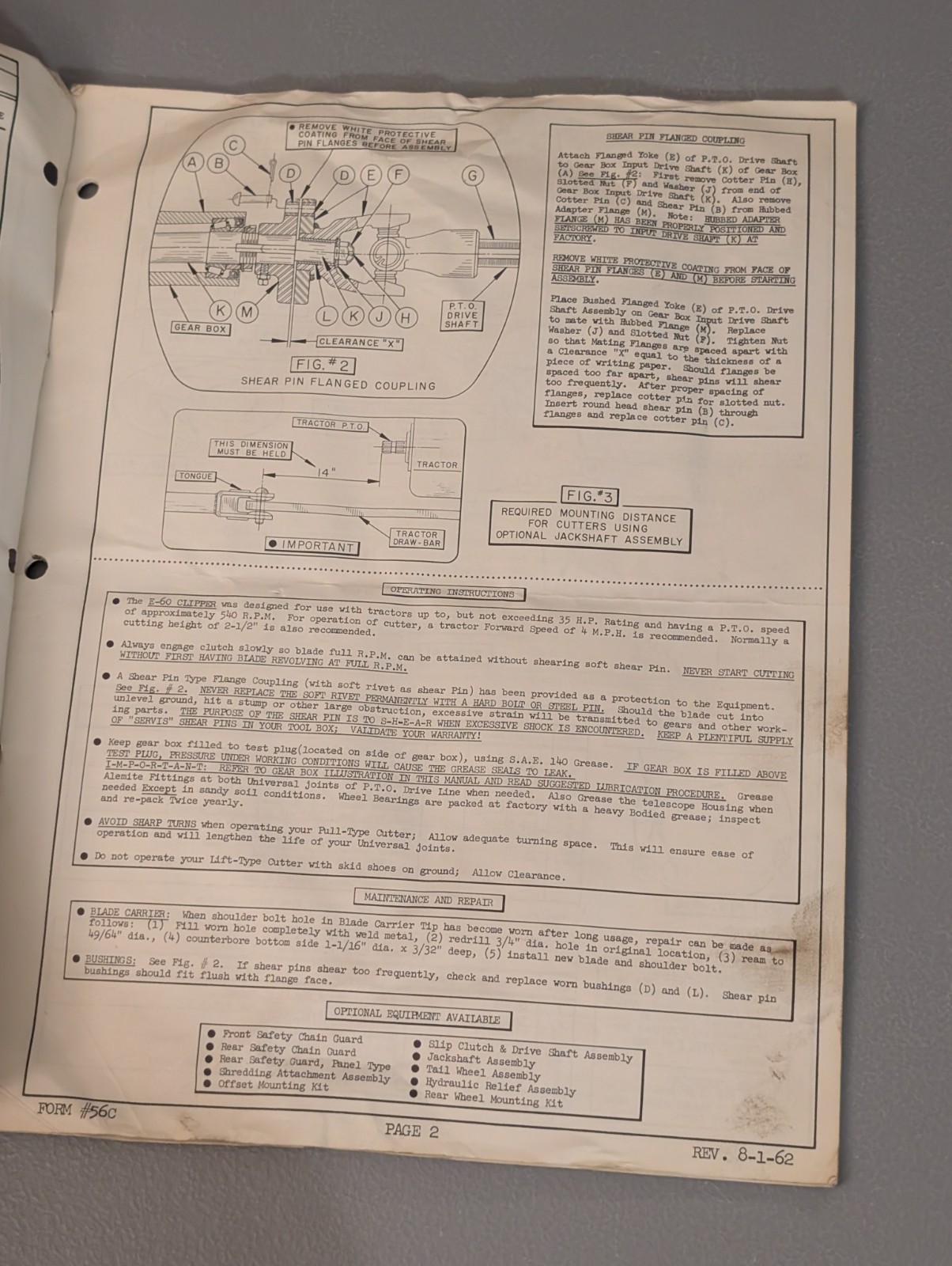 Servis E 60 Owner&rsquo;s Manual – 1960s Rotary Cutter Agriculture Farming Maintenance