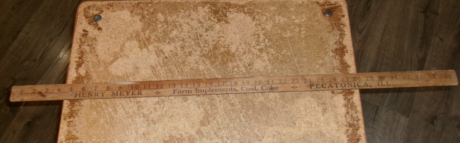 wood yardstick henery meyer farm impls. coal,coke pecatonica,il. good used