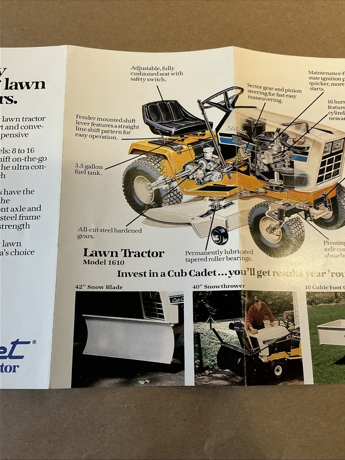 Vintage Original Cub Cadet Garden And Lawn Tractors Brochure As Is INV-P1138