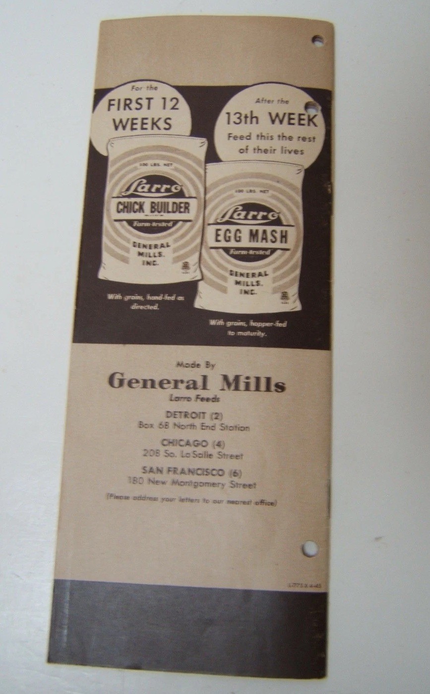Vtg Larro Chick Book 1944 General Mills Booklet on Raising Chickens Illustrated