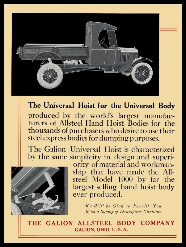 1925 Galion OhiO Iron Works Truck Hoist NEW METAL SIGN: 9×12&Prime; Ships Free