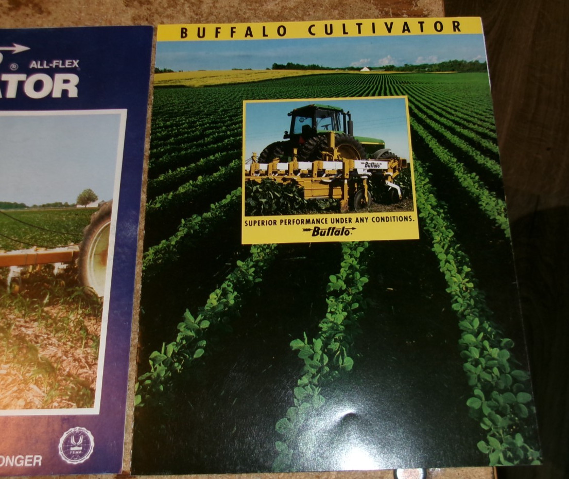 3-lot vintage buffalo cultivator 1 + 2 page brochures in very good shape used