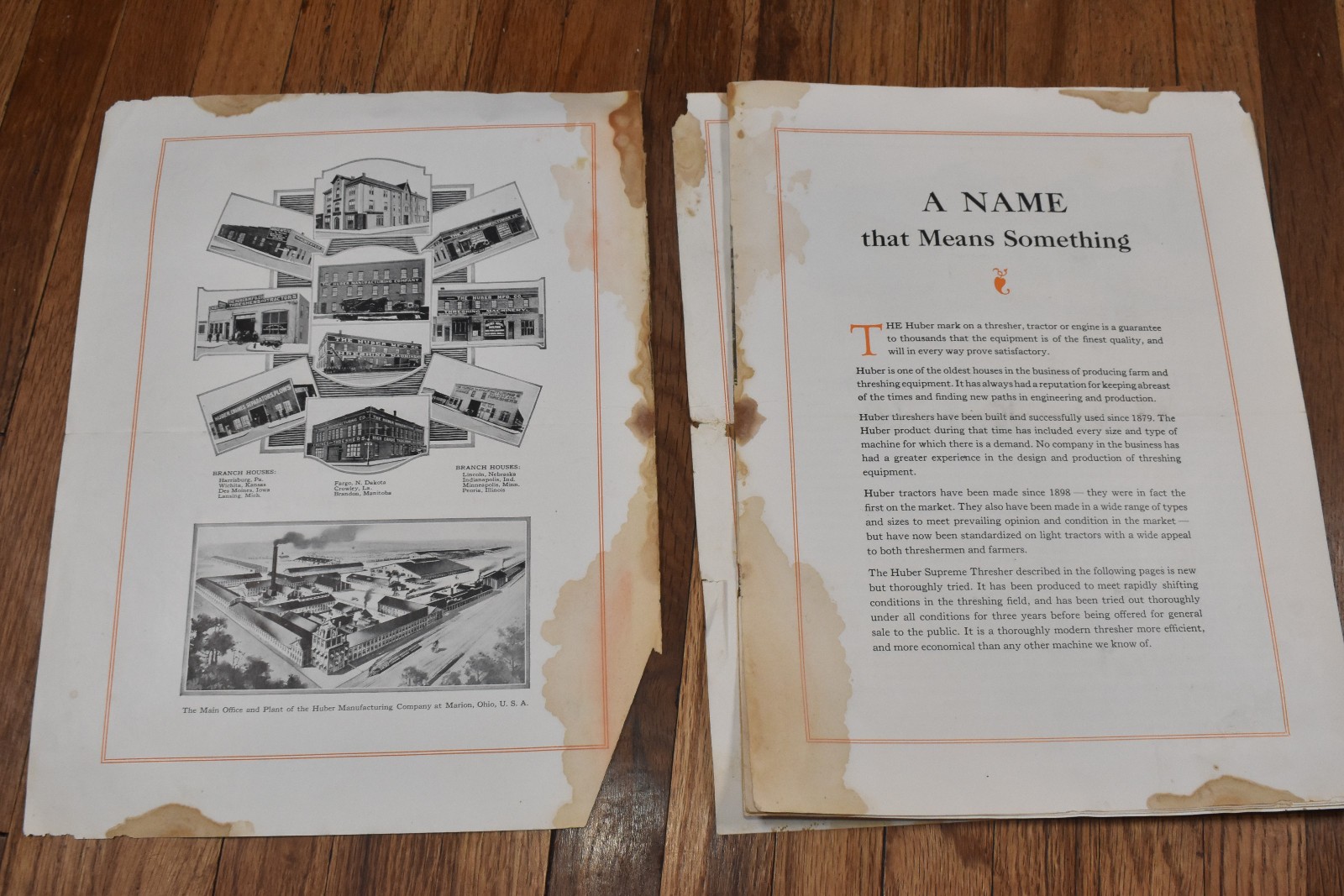Vintage Huber Supreme Thresher Farm Threshing Machine Advertising Sales Brochure