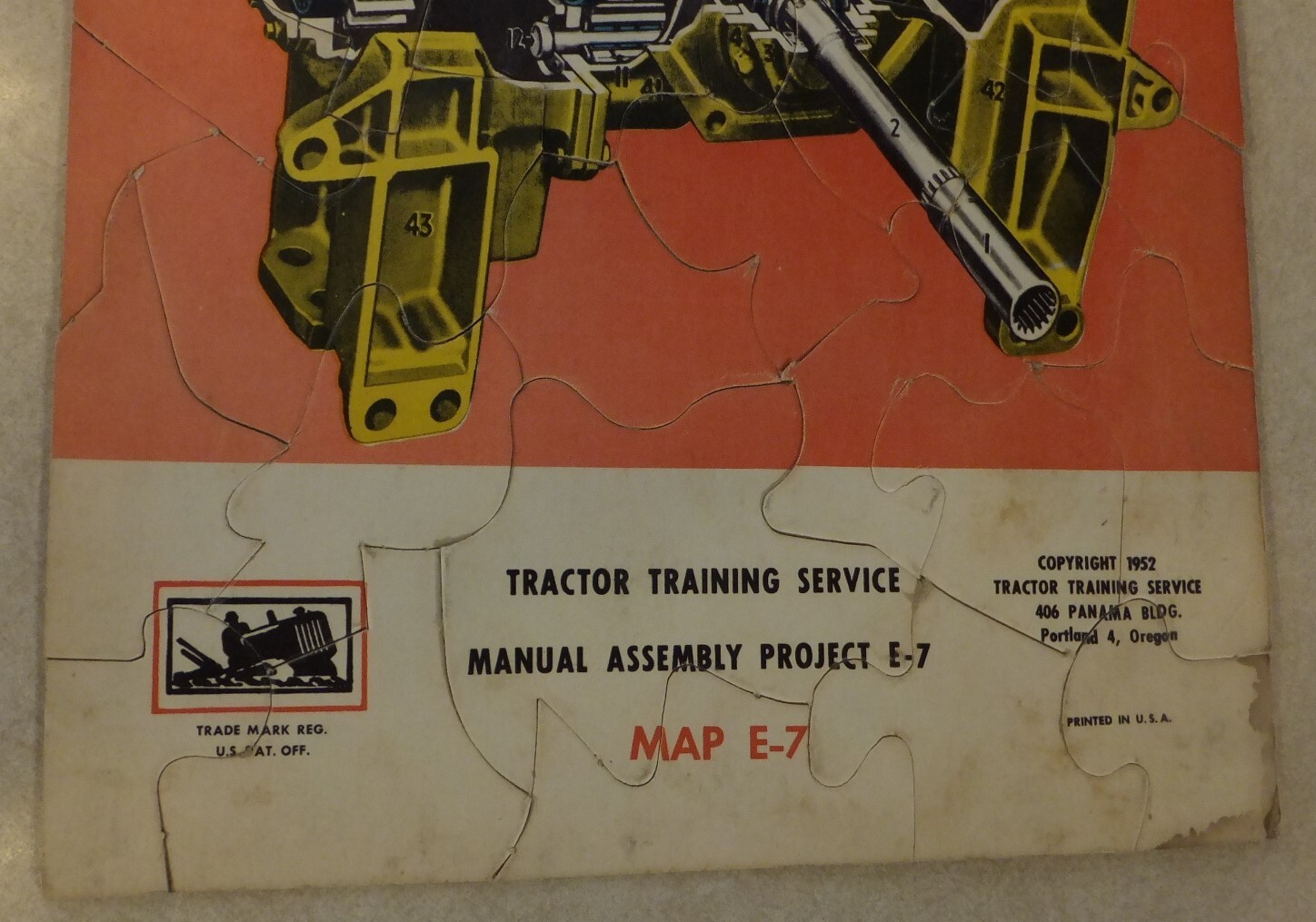 Vintage 1952 Tractor Training Service Project JIGSAW PUZZLE 11&Prime; x 8.5&Prime; Map E-7