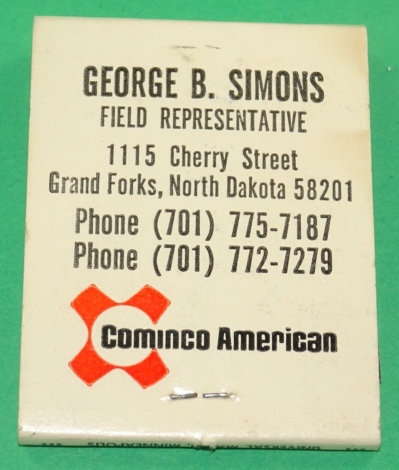 Cominco American GRAND FORKS, ND. Front-Strike Matchbook Full – American Match