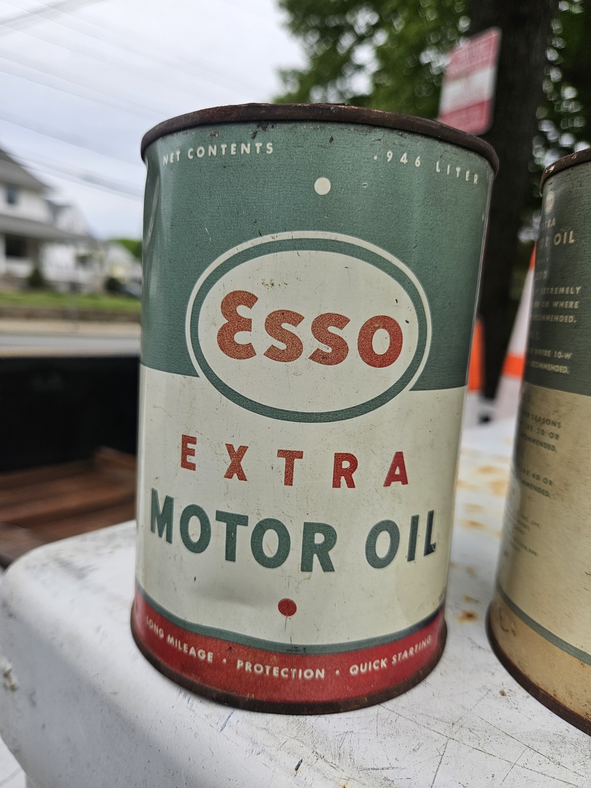 2 ESSO TOP CUT OPEN EMPTY Vintage Metal Cans