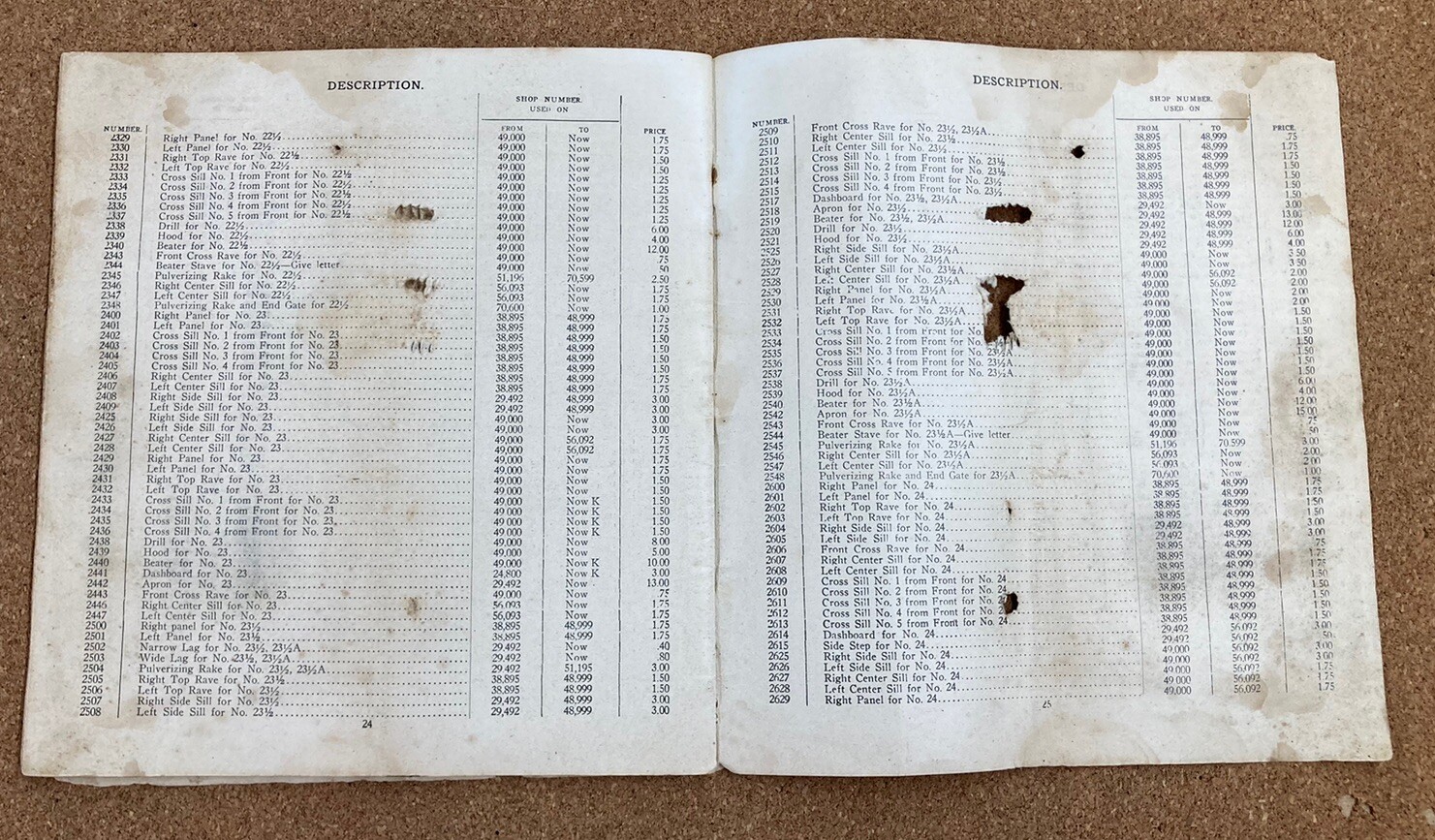 c. 1880 KEMP & BURPEE SUCCESS AND KEMP ORIGINAL MANURE SPREADER PART LIST MANUAL