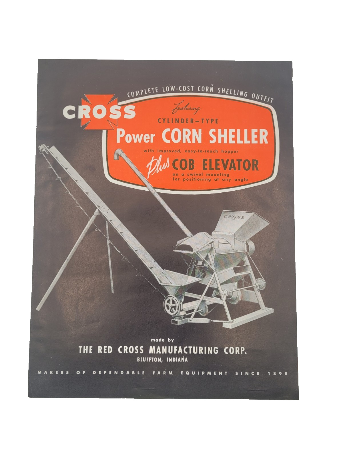 1948 Red Cross Corn Sheller & Cob Elevator Sales Brochure Farm Vintage