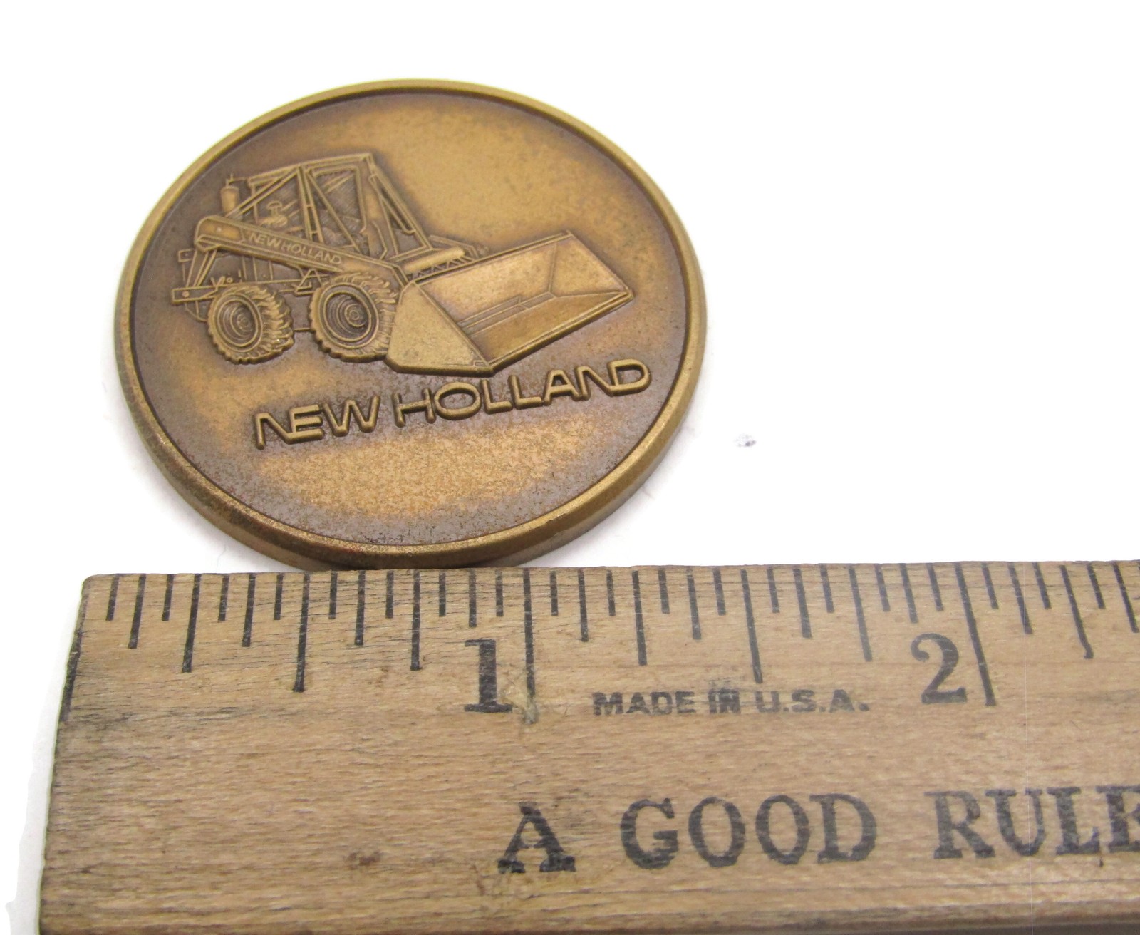 Vintage New Holland Loader Construction Equipment Bronze Tone Medal