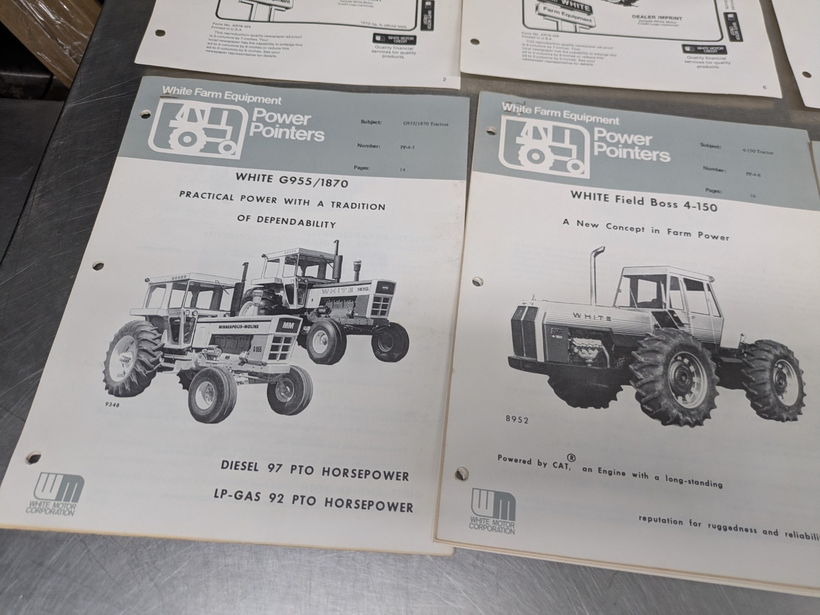 Lot Of 12 White Tractors Implements Dealership Sales Brochures Information