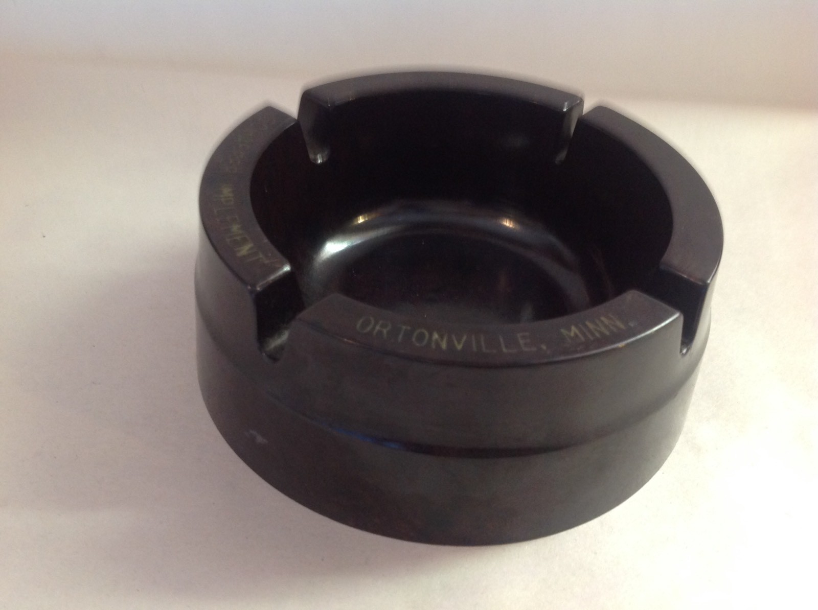 Schaffer Implement Ortonville, Minn, Catalin Ashtray Called The Derby