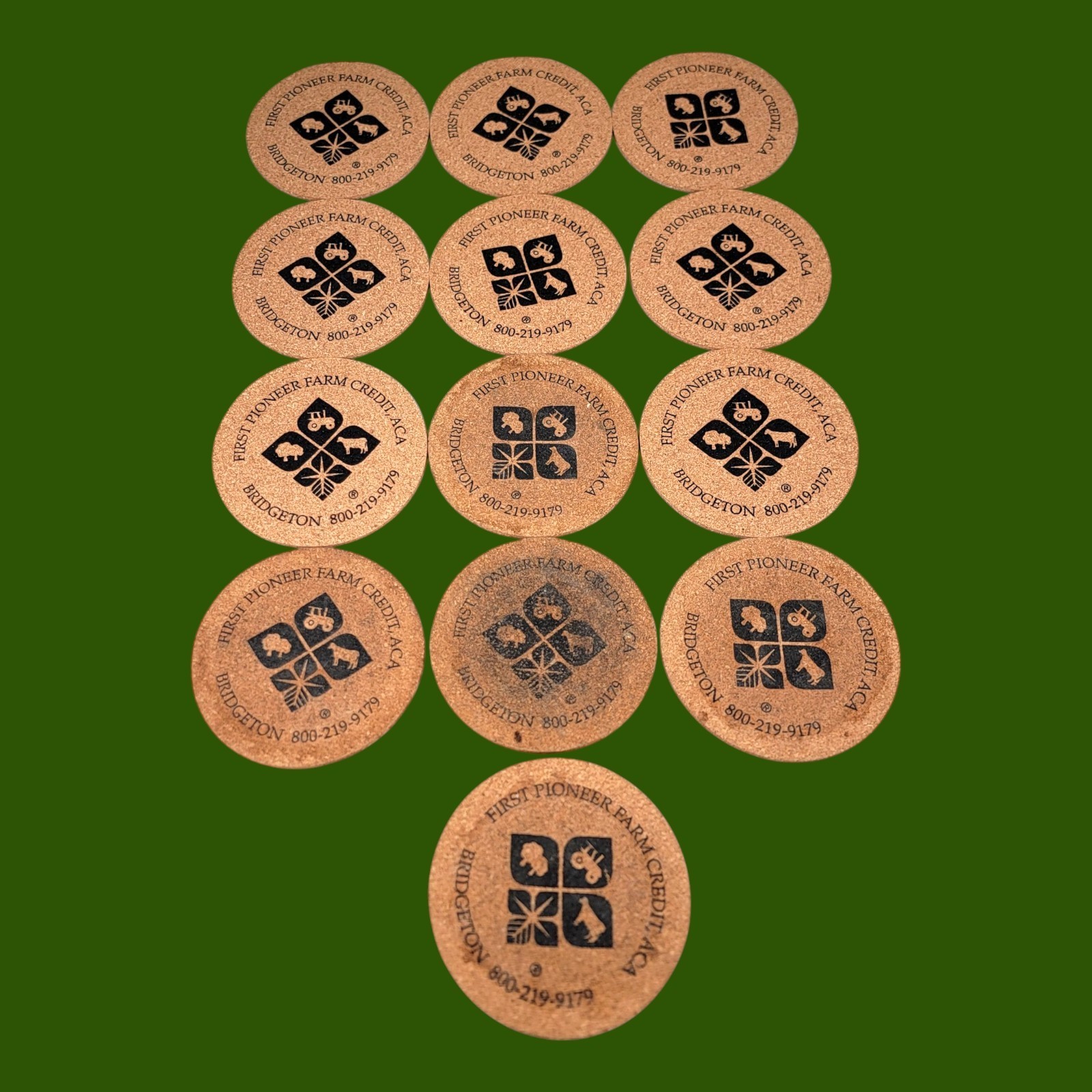 First Pioneer Farm Credit ACA Cork Coasters Bridgeton NJ Lot 13 Advertising Farm