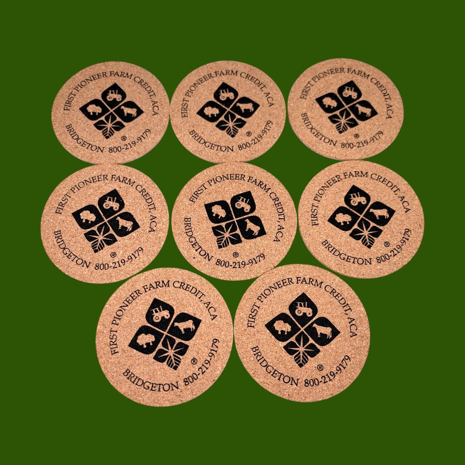 First Pioneer Farm Credit ACA Cork Coasters Bridgeton NJ Lot 13 Advertising Farm