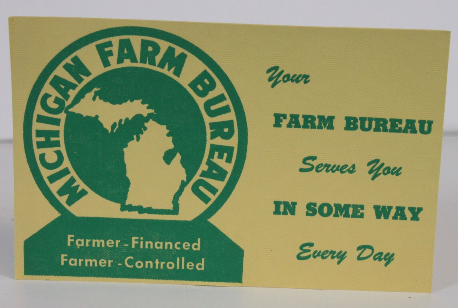 Vtg Michigan Farm Bureau Ink Blotter Advertisement Unused Farmer Farming Old