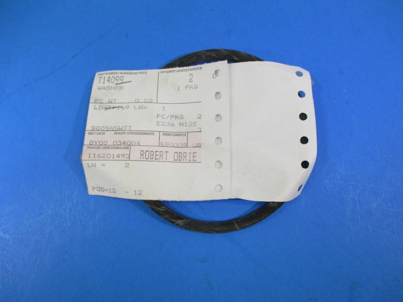 John Deere Washer # T14099 NOS New in Package NOS3 B1