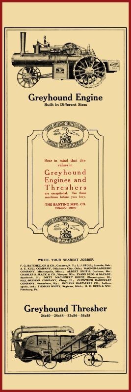 Bantam Greyhound Thresher, Toledo NEW Sign, 12 x 36&Prime; USA STEEL XL Size – 4 lbs