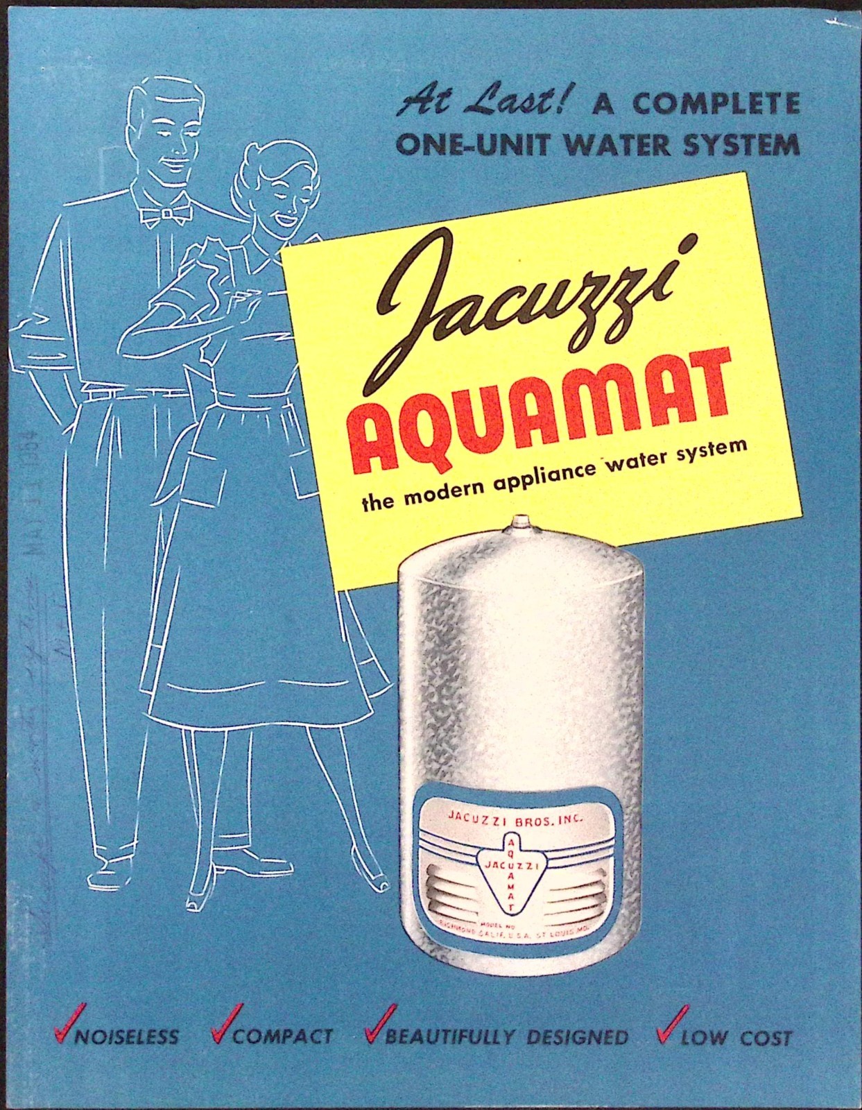 1954 Jacuzzi Aquamat Complete One Unit Water System Brochure Monterrey Mexico