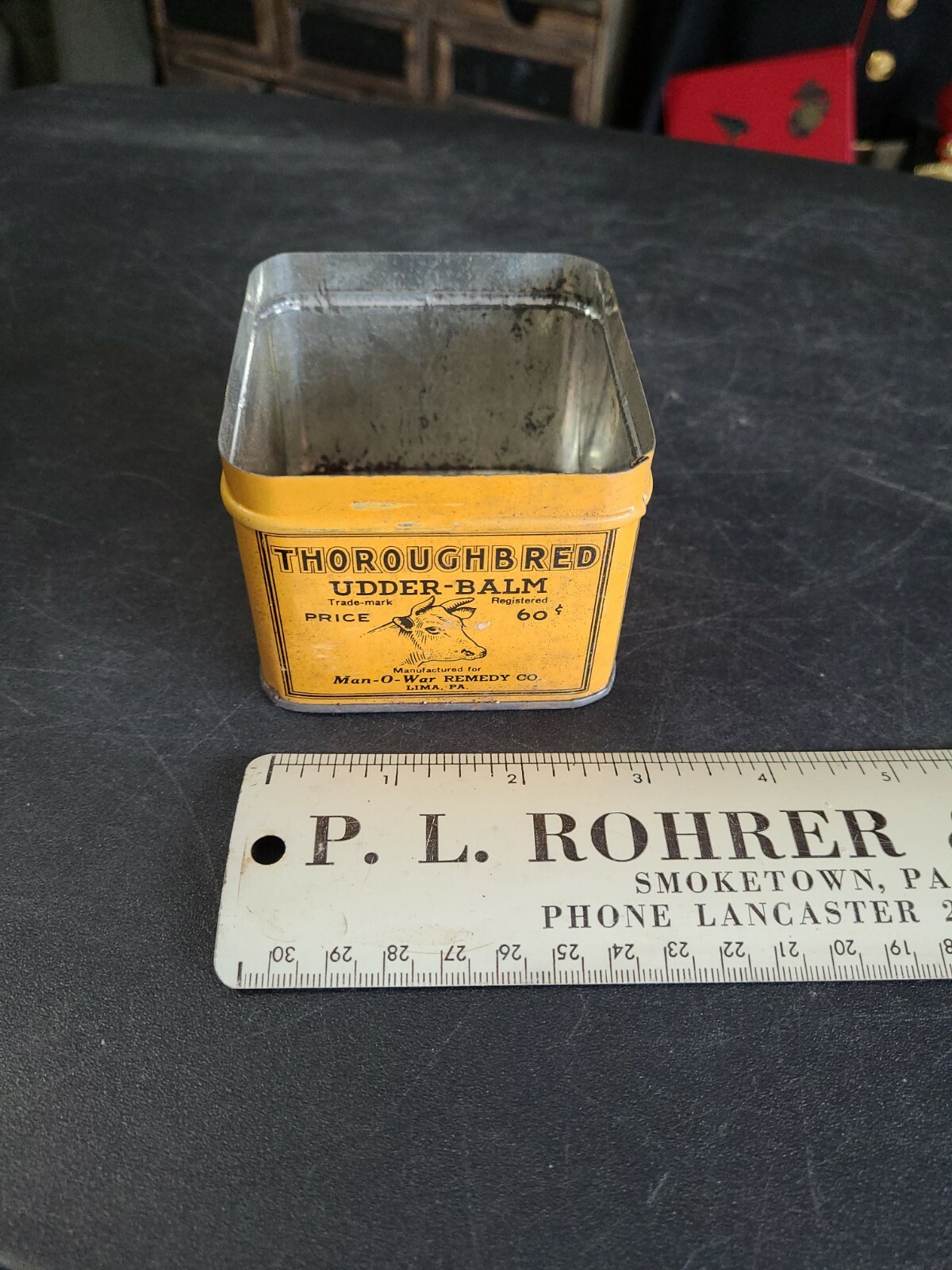 Vntg 1900s Cow Throughbred Udder-Balm Cream Lima Pa -NO LID Early Farm