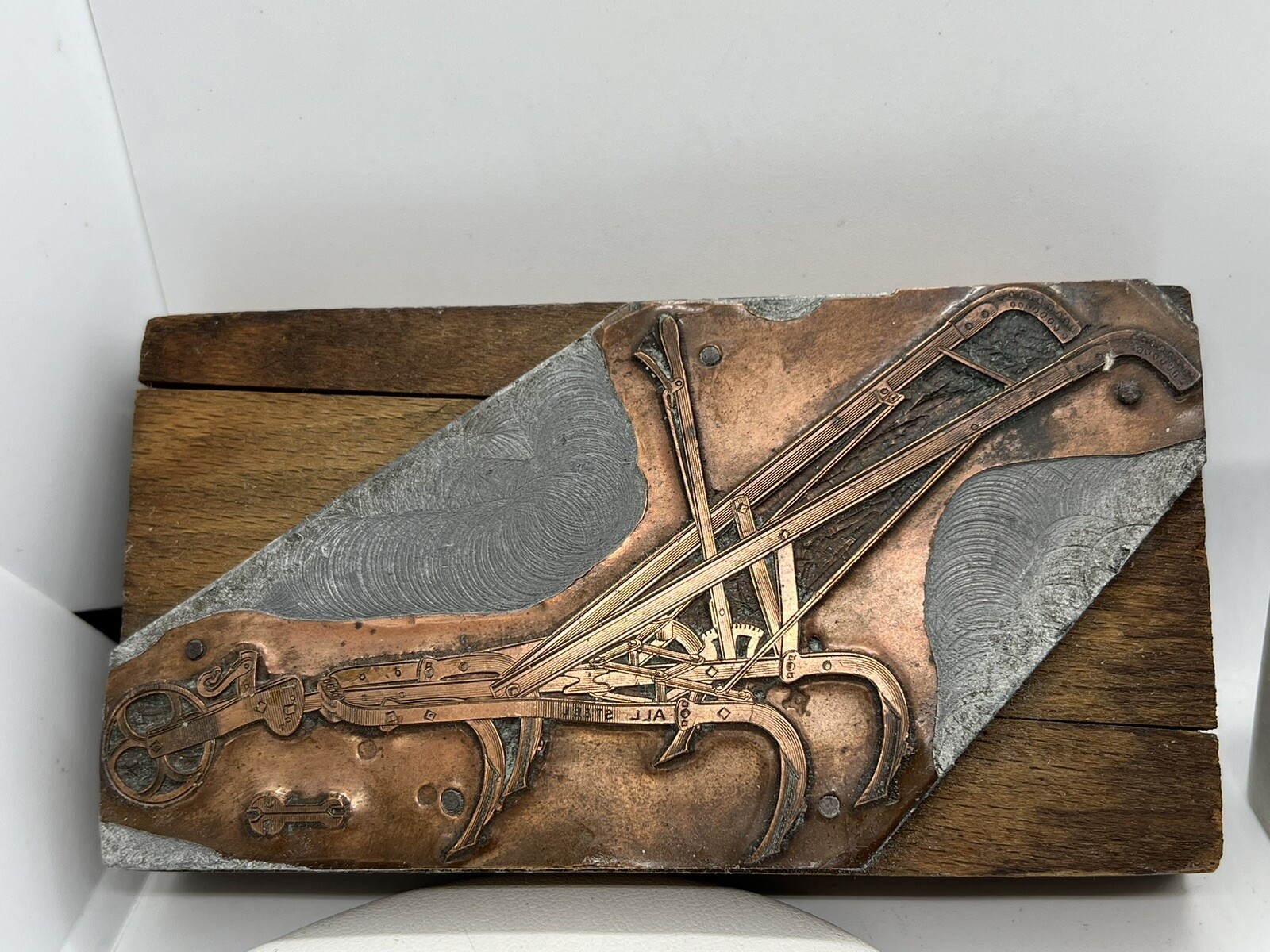 Antique Bateman Iron Age Print Block All Steel Walking Cultivator