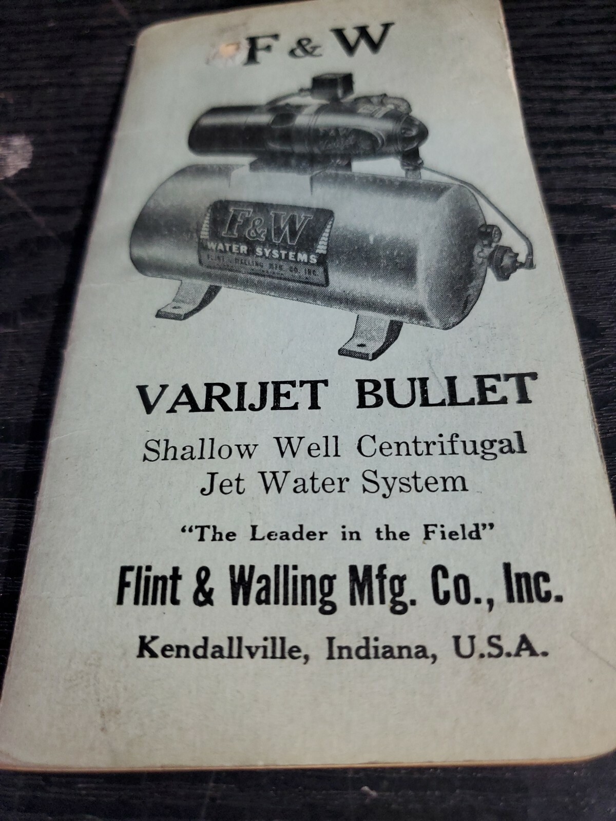 1956 Advertising Pocket Note Pad Flint & Walling Mfg. Co. Kendallville, Ind.