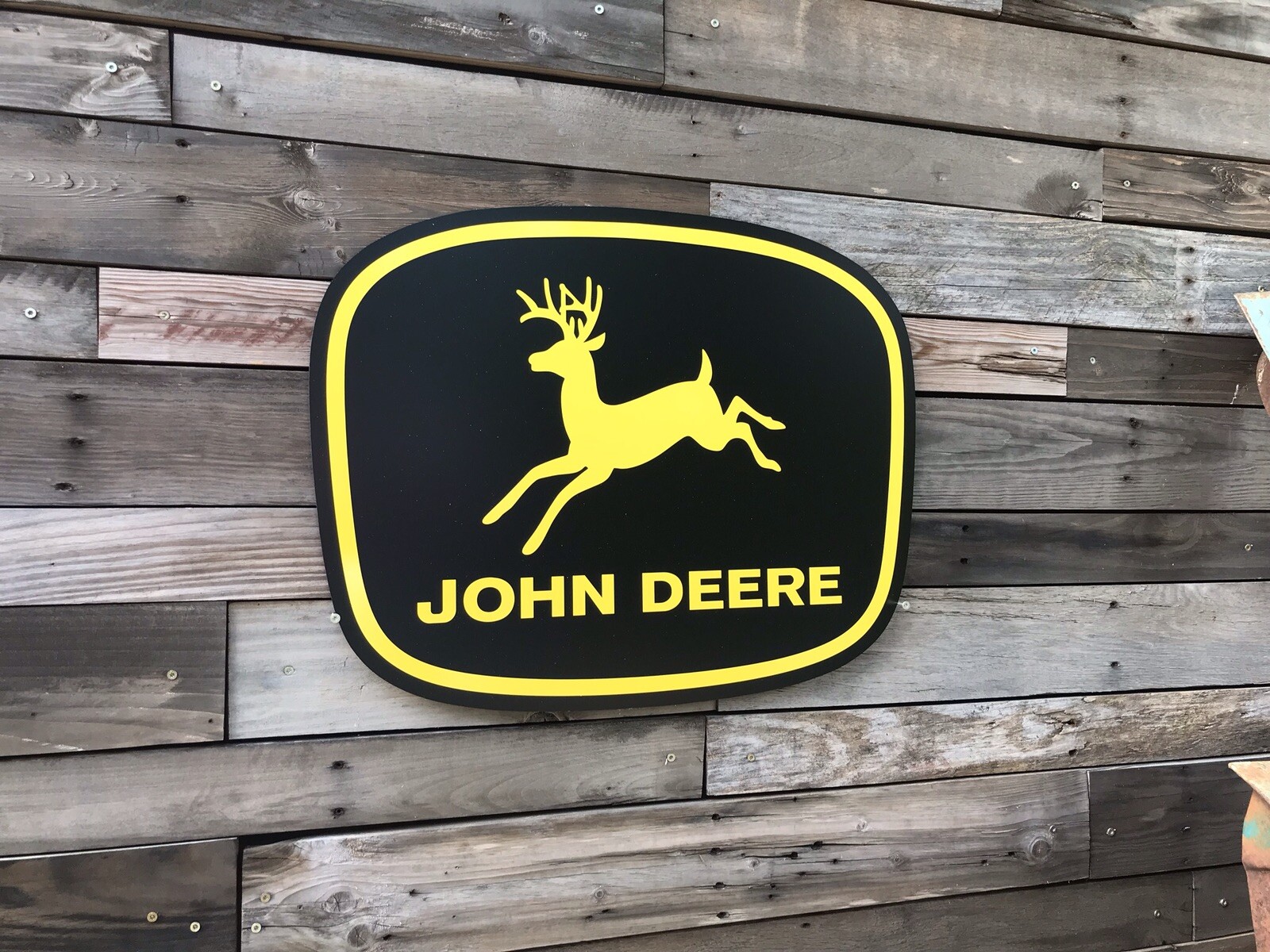 Antique Vintage Old Style John Deere Black And Yellow Farm Sign