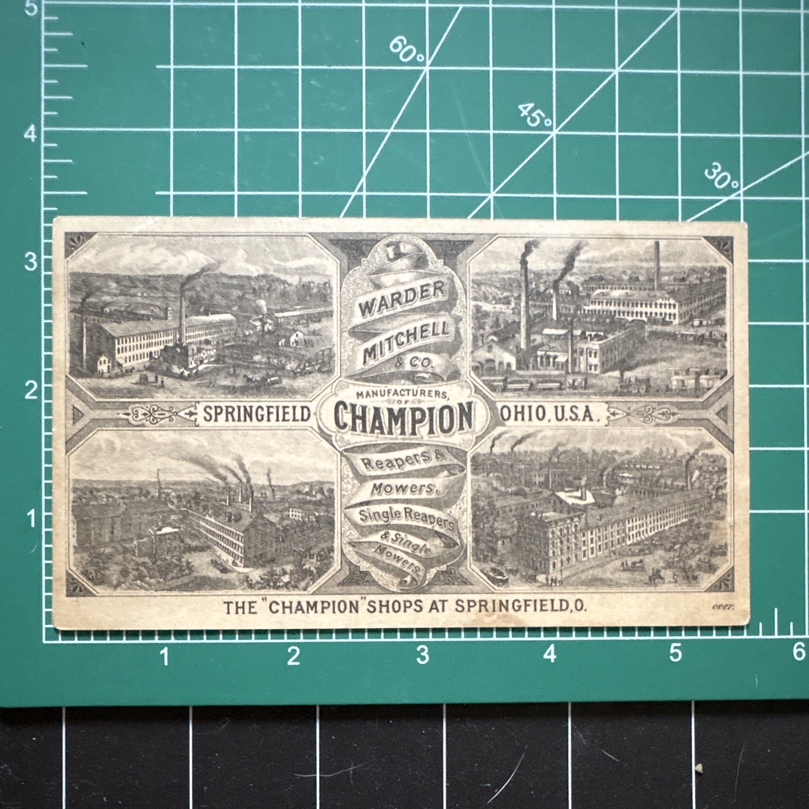 Warder, Mitchell & Co. Champion Reapers & Mowers Trade Card