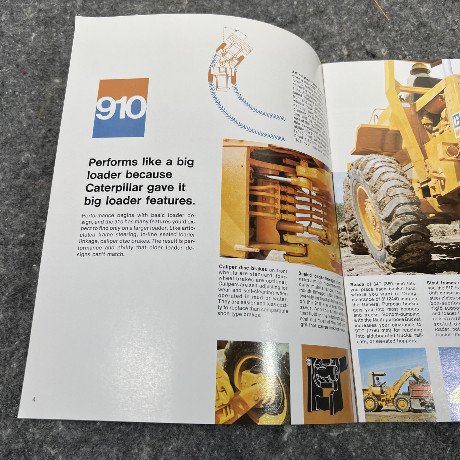 Equipment Brochure – Caterpillar – 910 – Wheel Loader – c1970&rsquo;s with Envelope