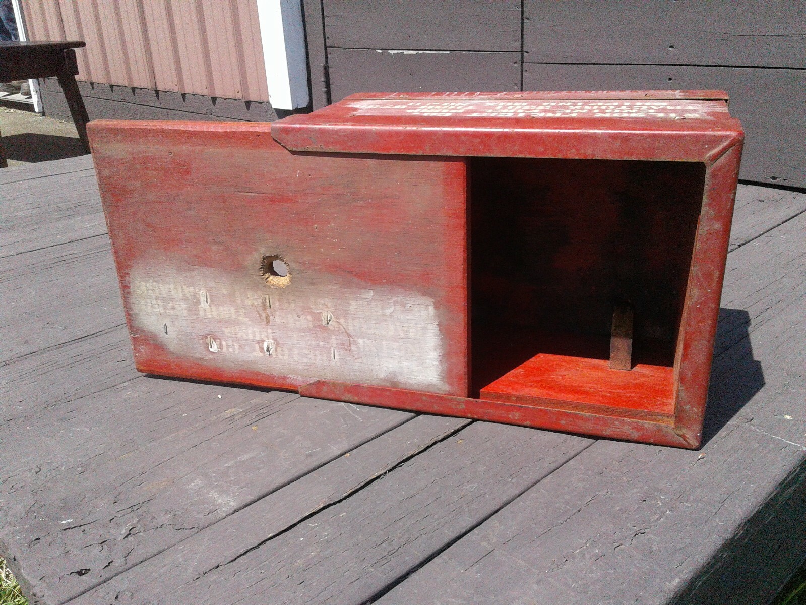Antique Red Engine Tractor Fuel Pump Wood Shipping Crate Wilson Freight Co.