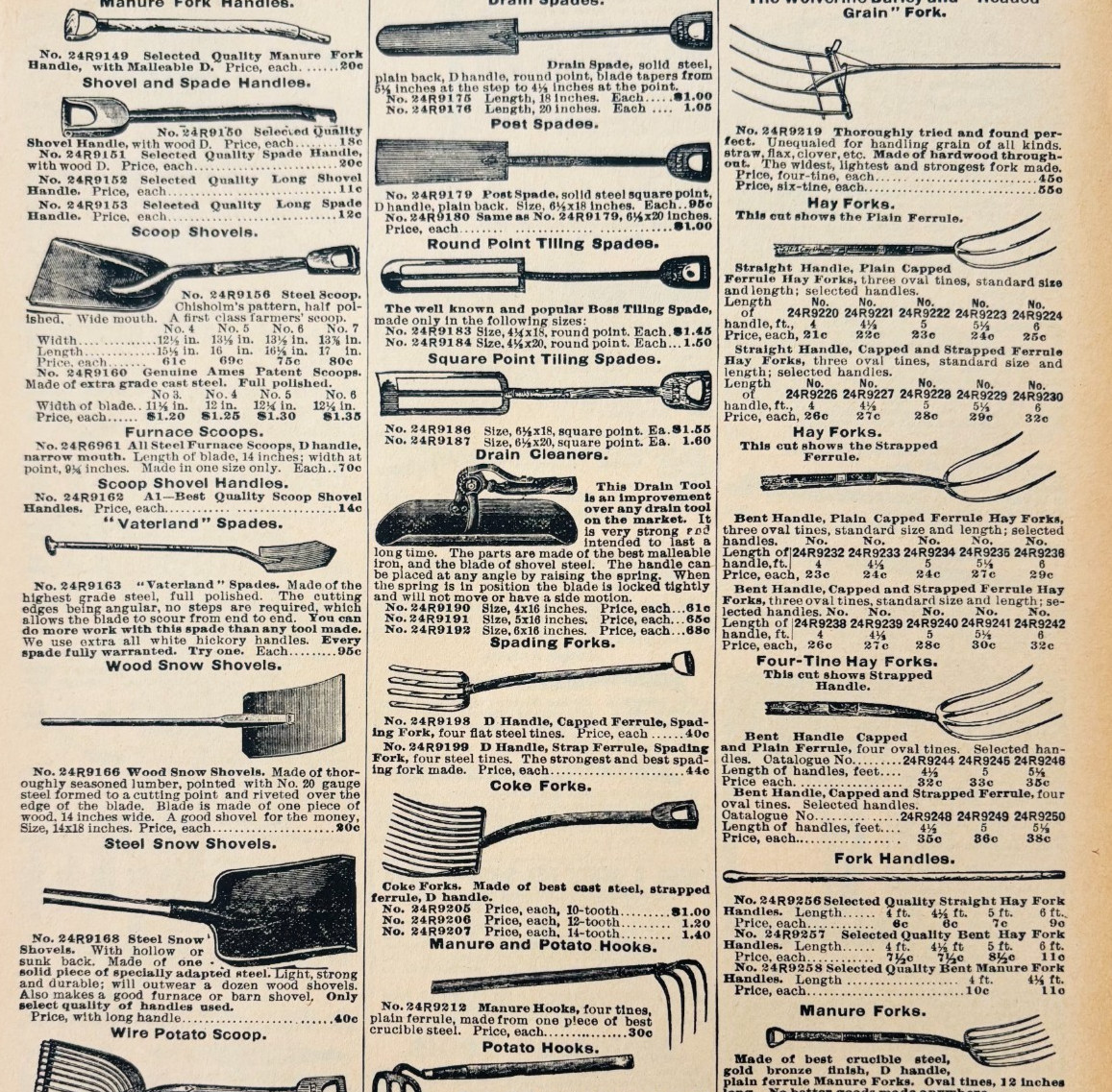 1901 Farmers Tools Pitchfork Reproduction Advertisement Sears Agriculture DWU17A