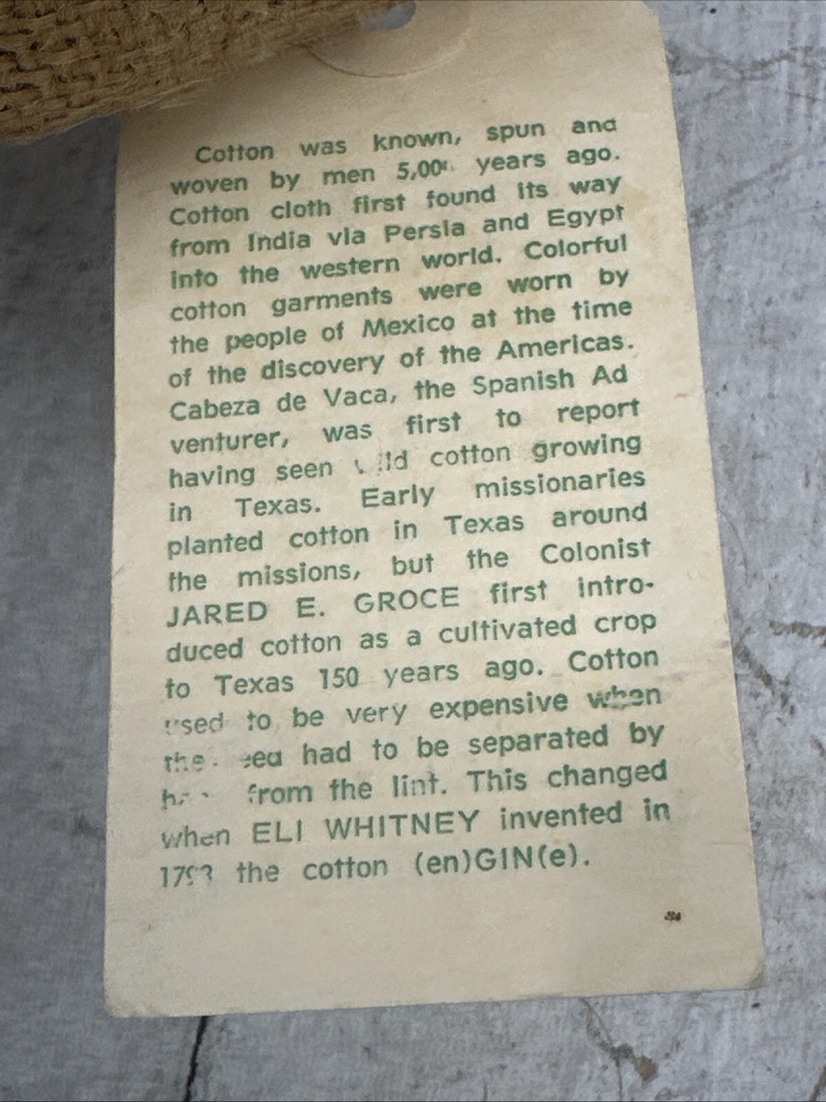Vintage Souvenir Cotton Bale Texas TX Miniature Lubbock Farmers Co-Op Compress
