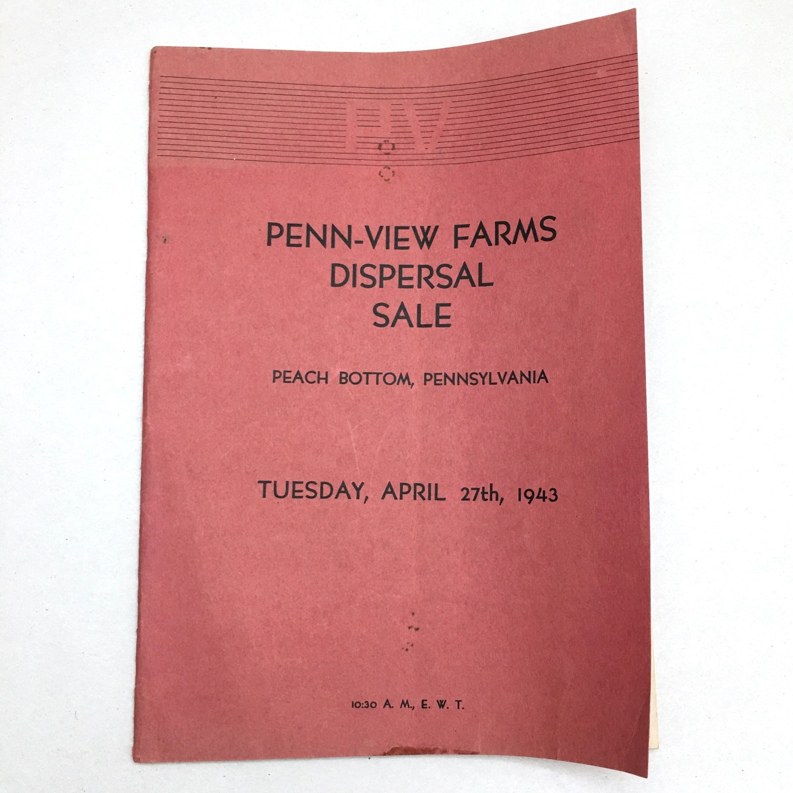 Vintage 1943 Livestock Dispersal Sale Catalog Penn View Farms Peach Bottom PA