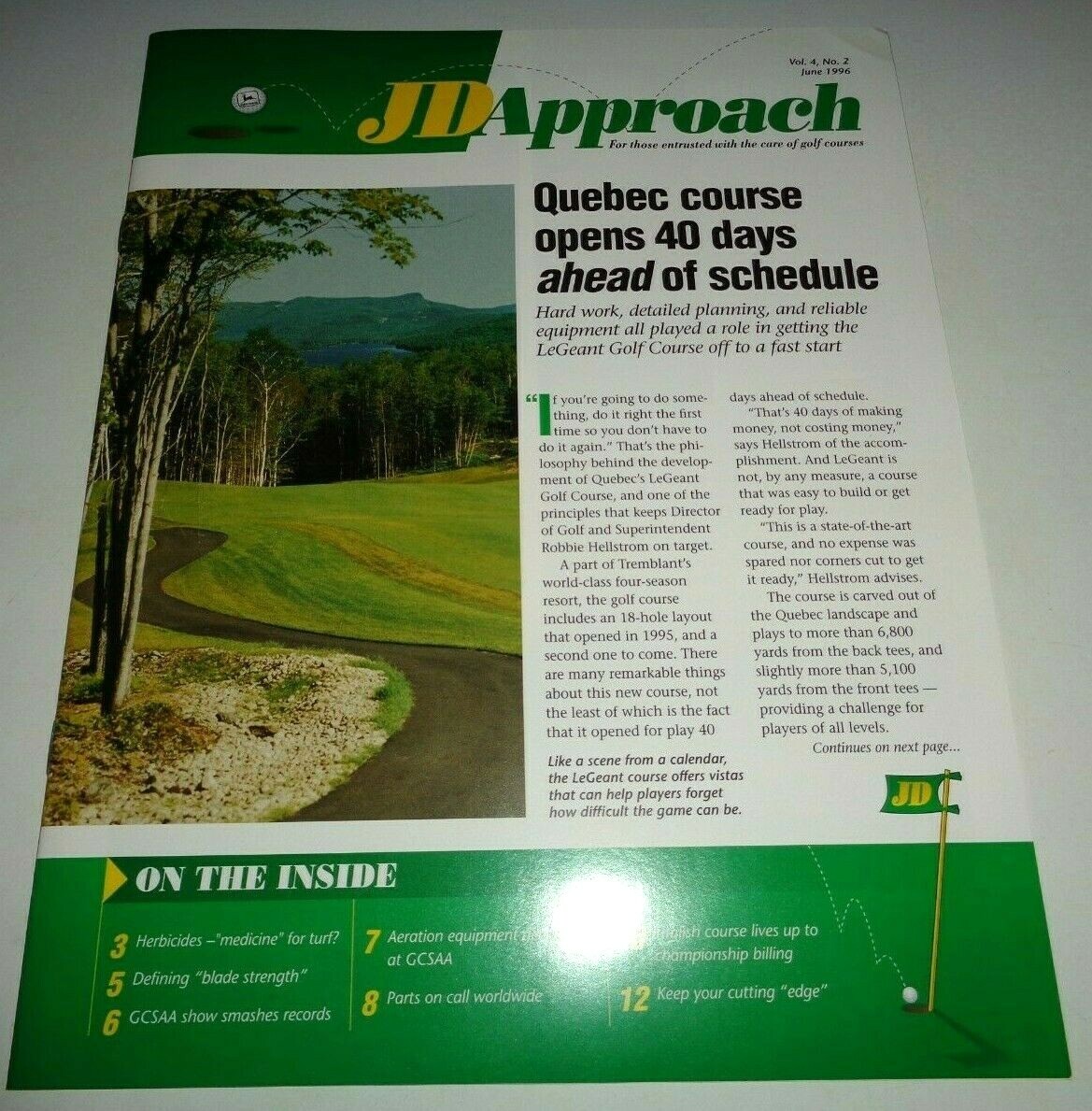 John Deere « JD Approach » Golf Course Equipment Sales Magazine Brochure JD 6/96