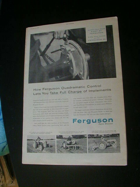 RARE lot of 4 Ferguson implement magazine print ads 1954 1956