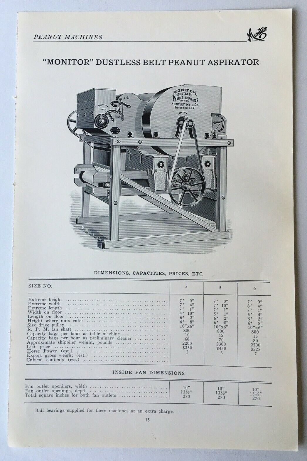 Original Vintage 1920 Machine Ad–Monitor Peanut Stoner and Aspirator