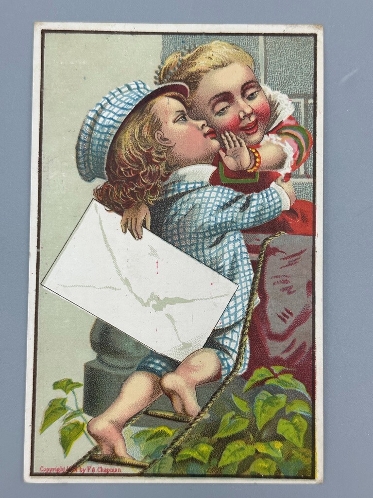 1880s COLUMBIA CHILLED PLOW Love Note FARM Advertising Trade Card COPAKE IRON NY